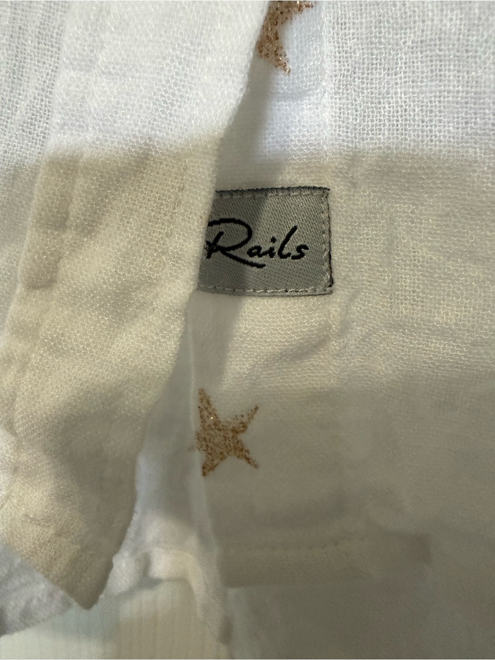 Rails Whitney Linen Blend Rose Gold Stars Top- S - Picture 10 of 11